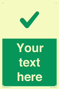 Custom green background, green tick sign